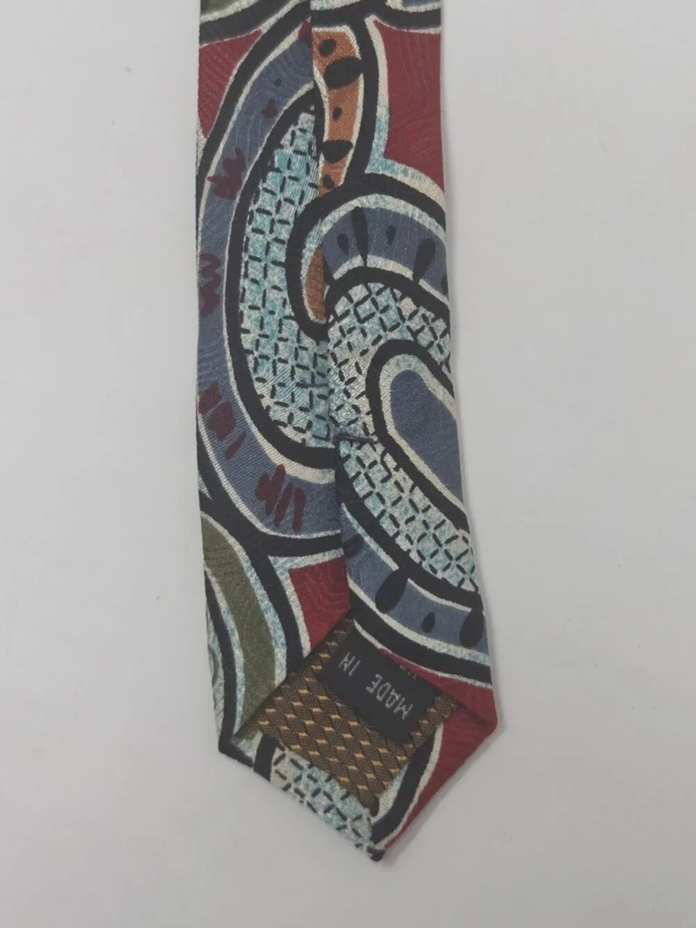 Carlo Palazzi Milano 59 In Silk Necktie Red Abstract Geometric Pattern Tie